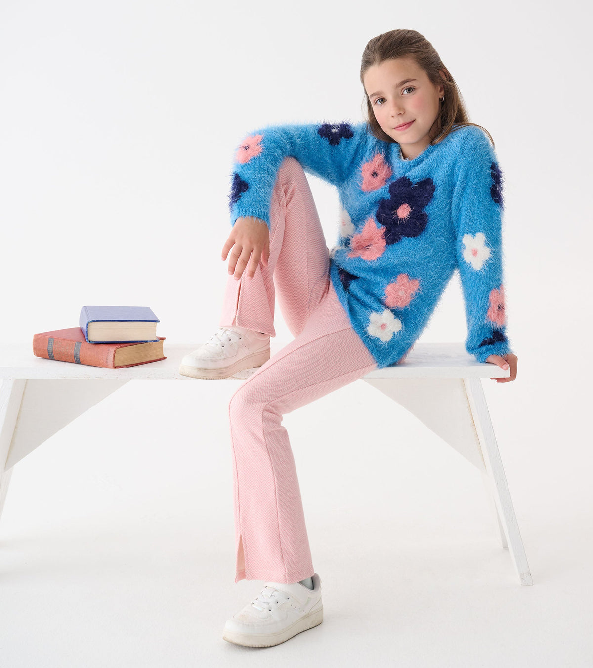 Girls Floral Cluster Furry Sweater - Hatley Girls
