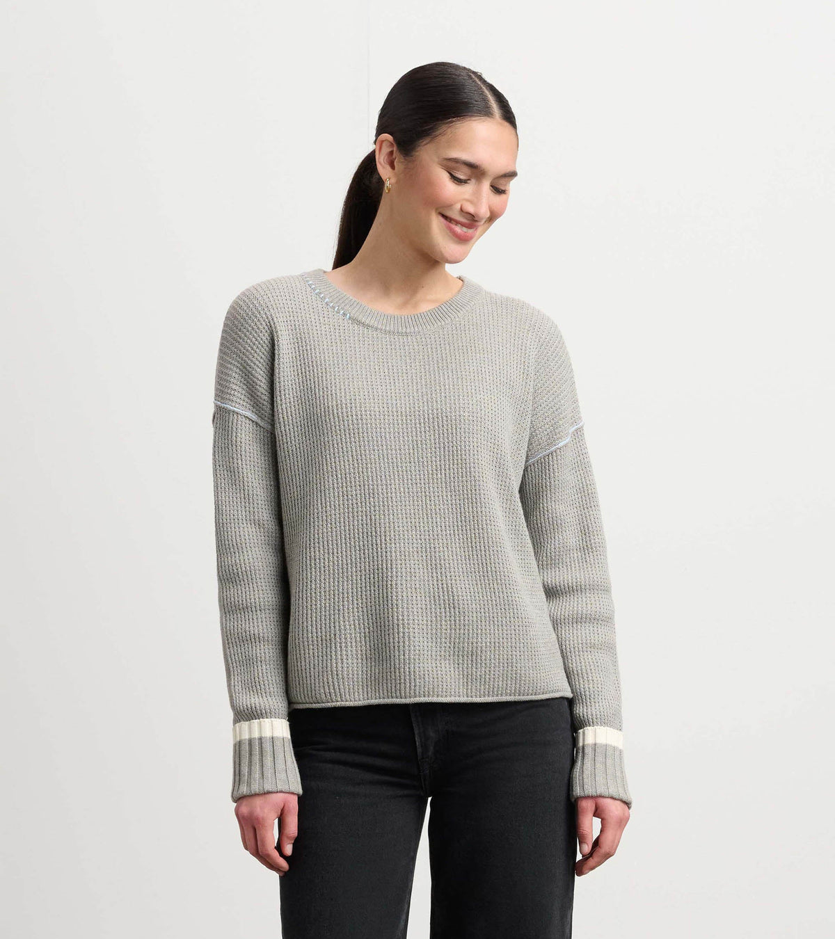 Waffle Knit Sweater - Grey - Hatley Women