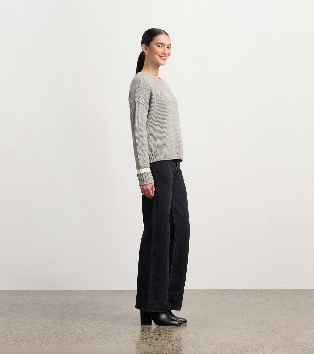 Waffle Knit Sweater - Grey - Hatley Women