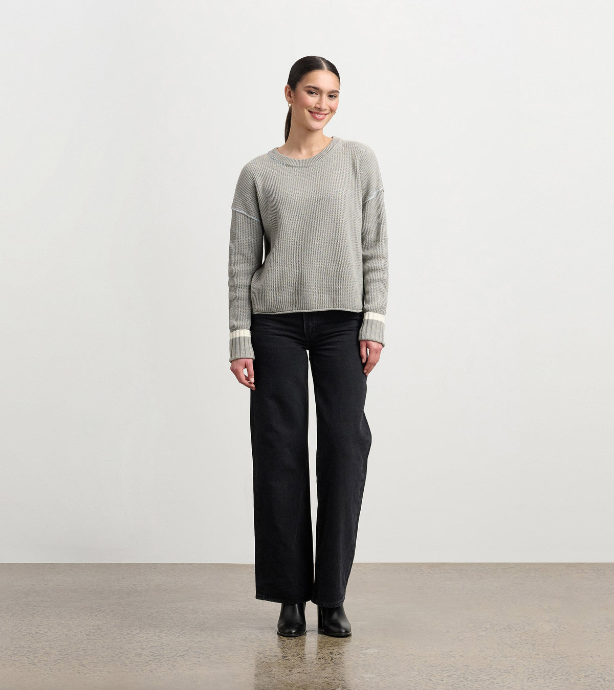 Waffle Knit Sweater - Grey - Hatley Women