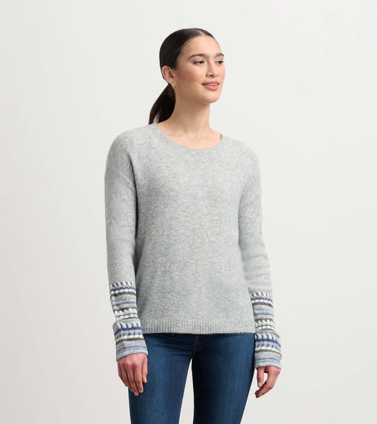 Jacquard Cuff Sweater - Grey Melange - Hatley Women