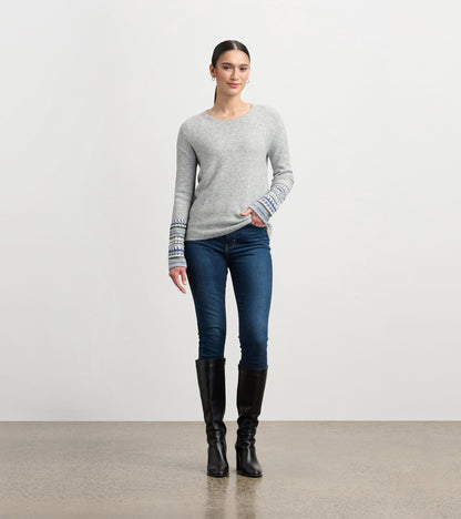 Jacquard Cuff Sweater - Grey Melange - Hatley Women