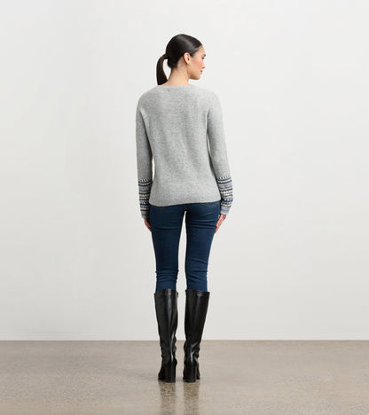 Jacquard Cuff Sweater - Grey Melange - Hatley Women