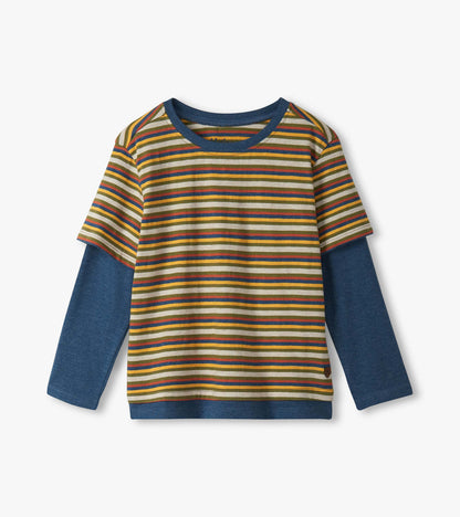 Boys Autumn Stripe Fooler Long Sleeve T-Shirt - Hatley Boys