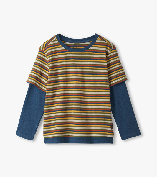 Boys Autumn Stripe Fooler Long Sleeve T-Shirt - Hatley Boys