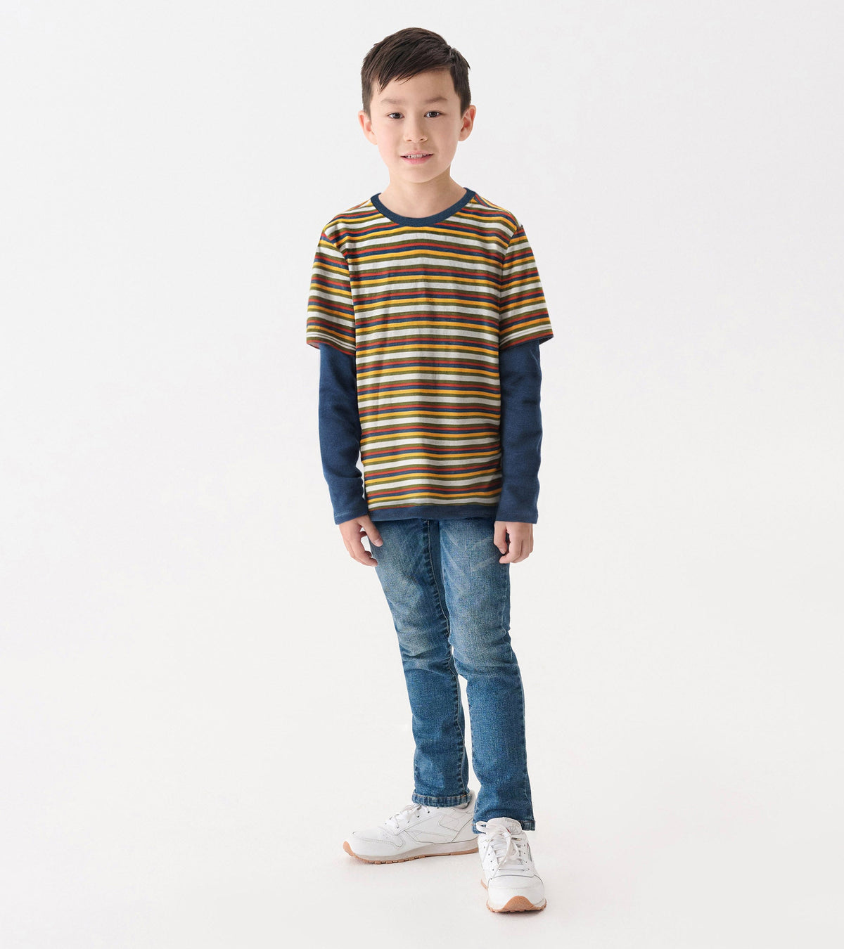 Boys Autumn Stripe Fooler Long Sleeve T-Shirt - Hatley Boys