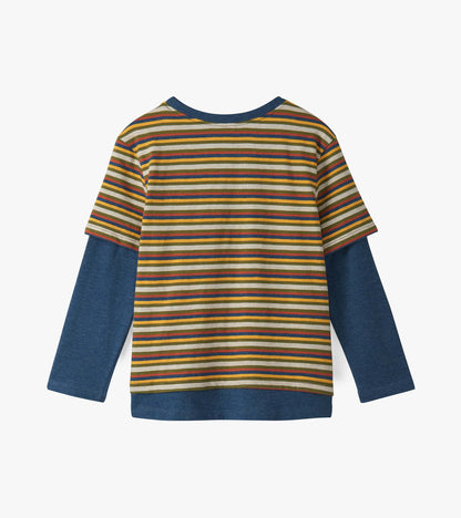 Boys Autumn Stripe Fooler Long Sleeve T-Shirt - Hatley Boys