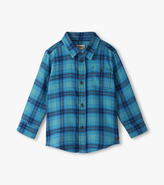 Boys Blue Stone Plaid Button Down Shirt - Hatley Boys