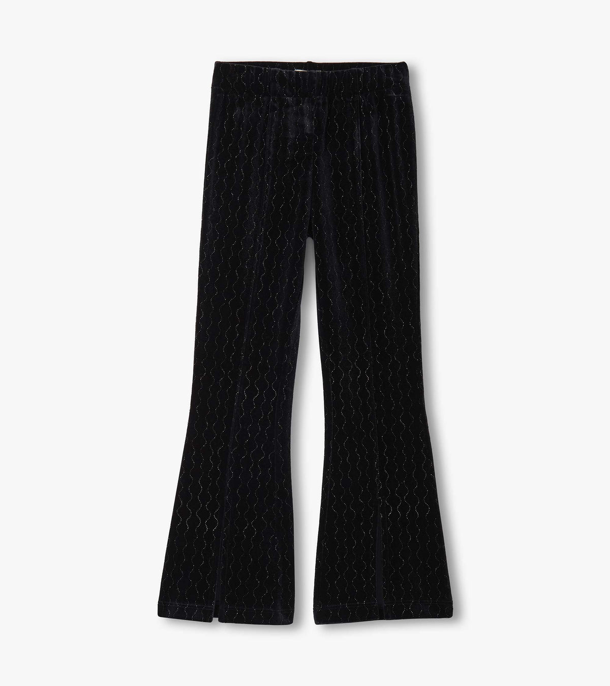 Girls Black Sparkle Wave Velour Flared Pants - Hatley Girls