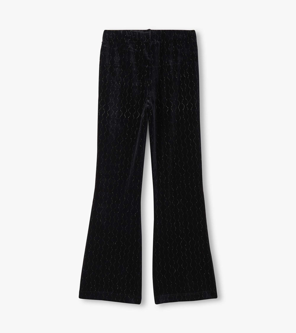 Girls Black Sparkle Wave Velour Flared Pants - Hatley Girls