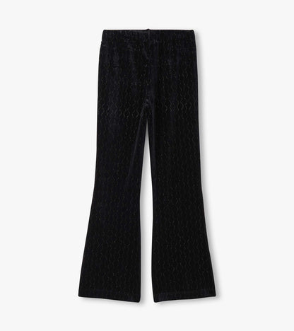 Girls Black Sparkle Wave Velour Flared Pants - Hatley Girls