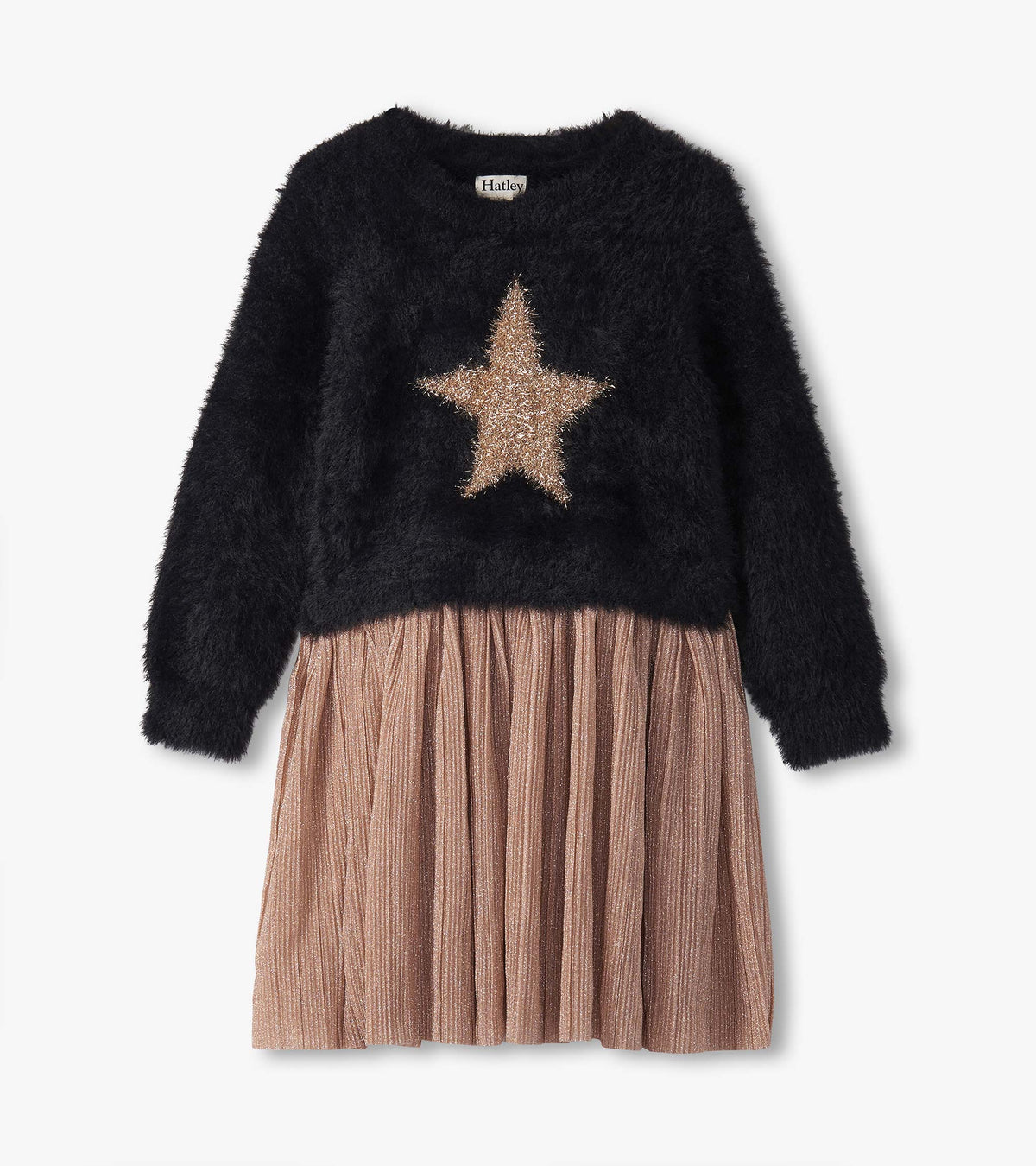 Girls Gold Star Mix Media Dress - Hatley Girls