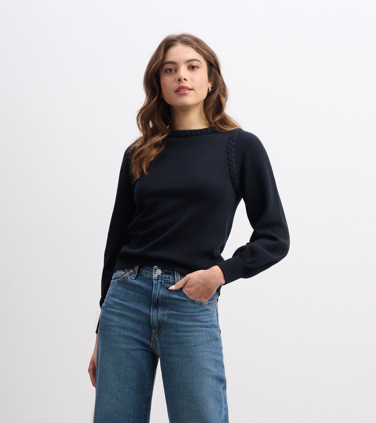 Braided Sweater - Black - Hatley Women