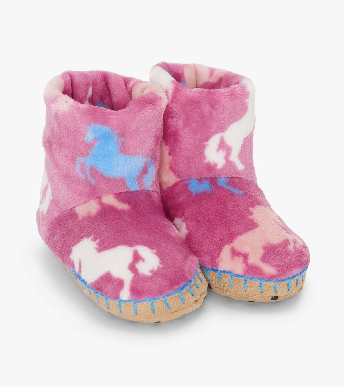 Girls Beautiful Horses Fuzzy Fleece Slippers - Hatley Girls