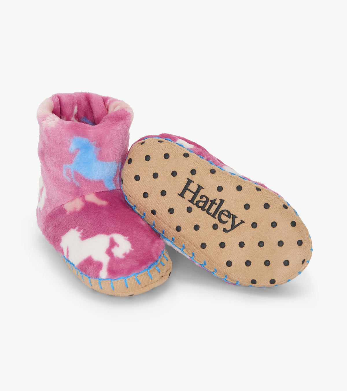 Girls Beautiful Horses Fuzzy Fleece Slippers - Hatley Girls