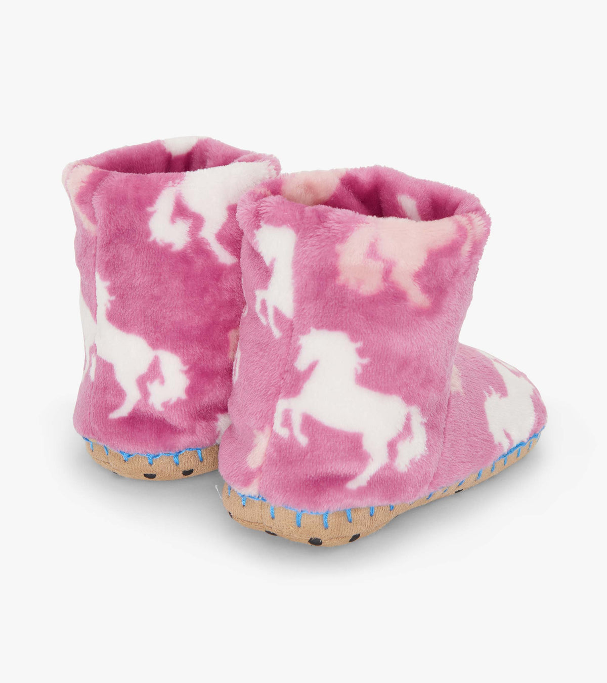 Girls Beautiful Horses Fuzzy Fleece Slippers - Hatley Girls