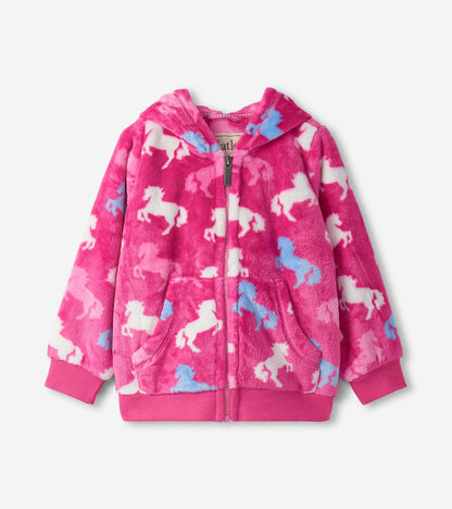 Girls Beautiful Horses Fleece Zip-Up Hoodie - Hatley Girls