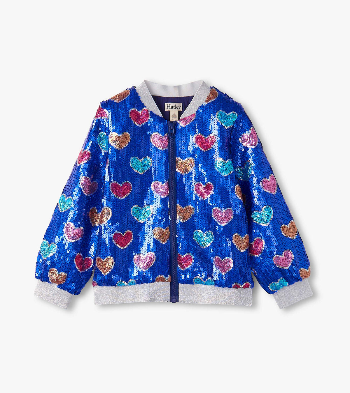 Girls Bursted Hearts Sequin Bomber Jacket - Hatley Girls