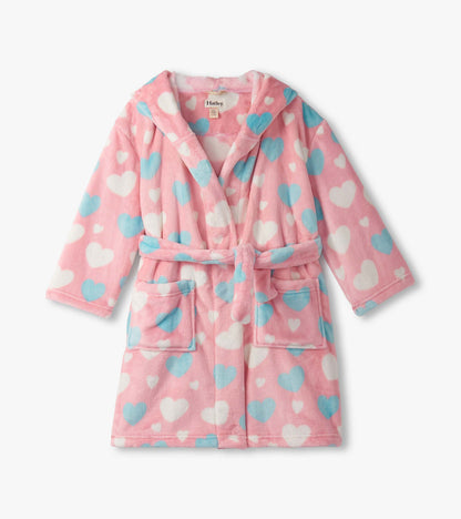 Girls Big Hearts Fuzzy Fleece Robe - Hatley Girls
