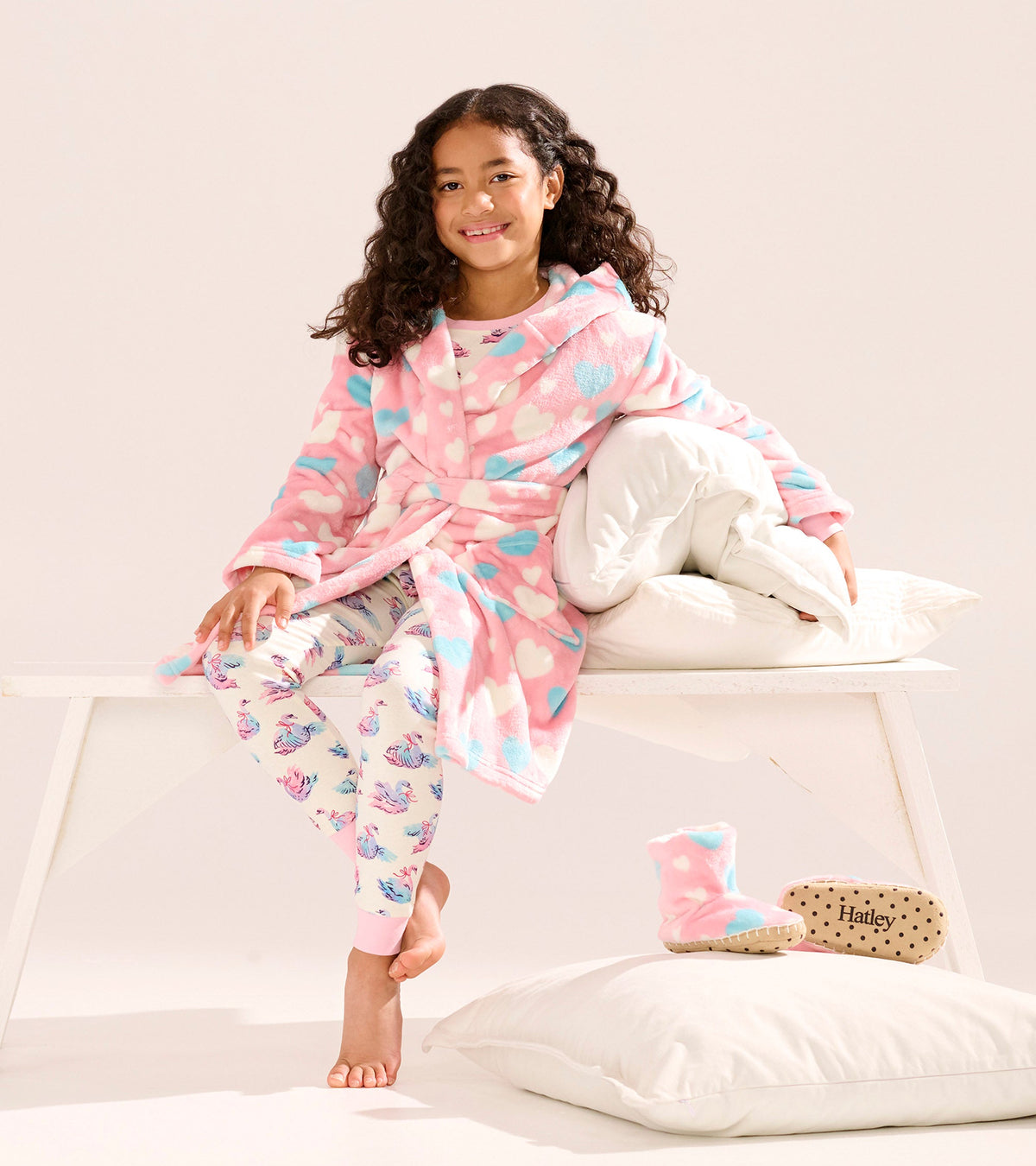 Girls Big Hearts Fuzzy Fleece Robe - Hatley Girls