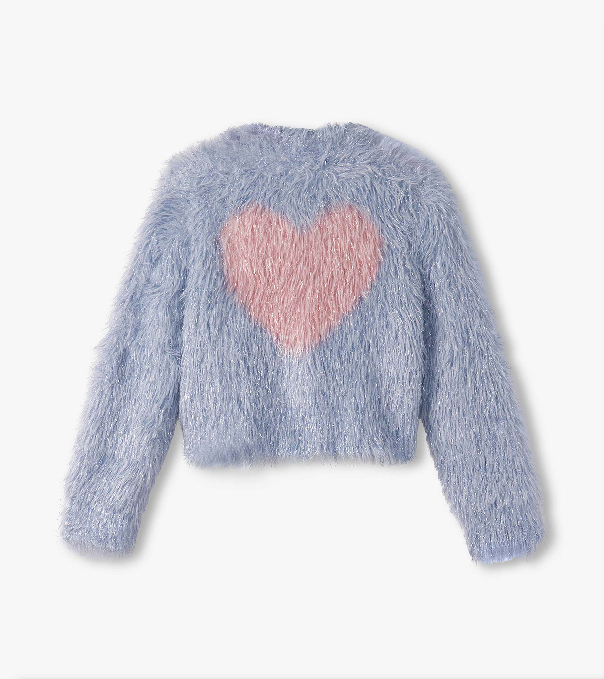 Girls Glitter Heart Blue Metallic Cardigan - Hatley Girls