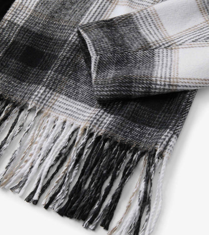 Fringe Jacket - Black and Taupe Plaid - Hatley Women