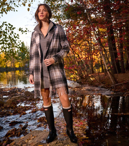 Fringe Jacket - Black and Taupe Plaid - Hatley Women