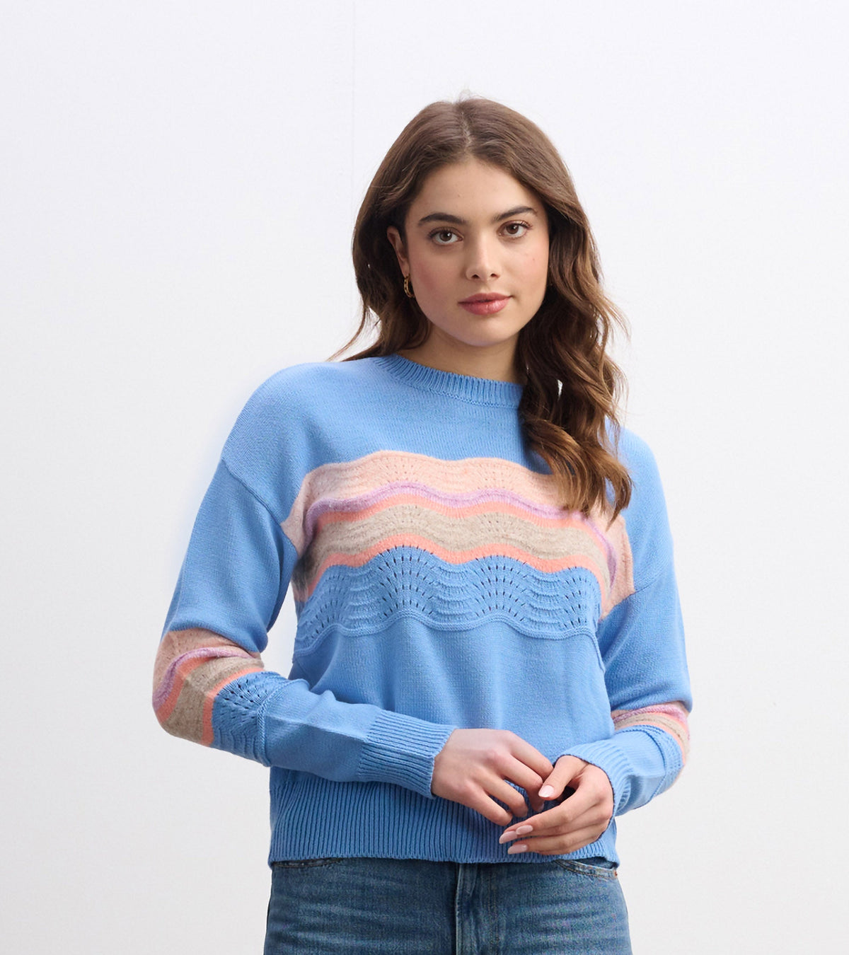 Pointelle Wave Sweater - Sky Blue Ripple - Hatley Women