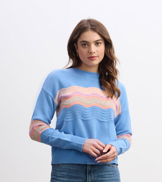 Pointelle Wave Sweater - Sky Blue Ripple - Hatley Women