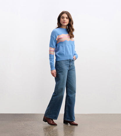 Pointelle Wave Sweater - Sky Blue Ripple - Hatley Women