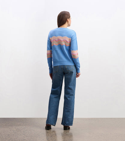 Pointelle Wave Sweater - Sky Blue Ripple - Hatley Women