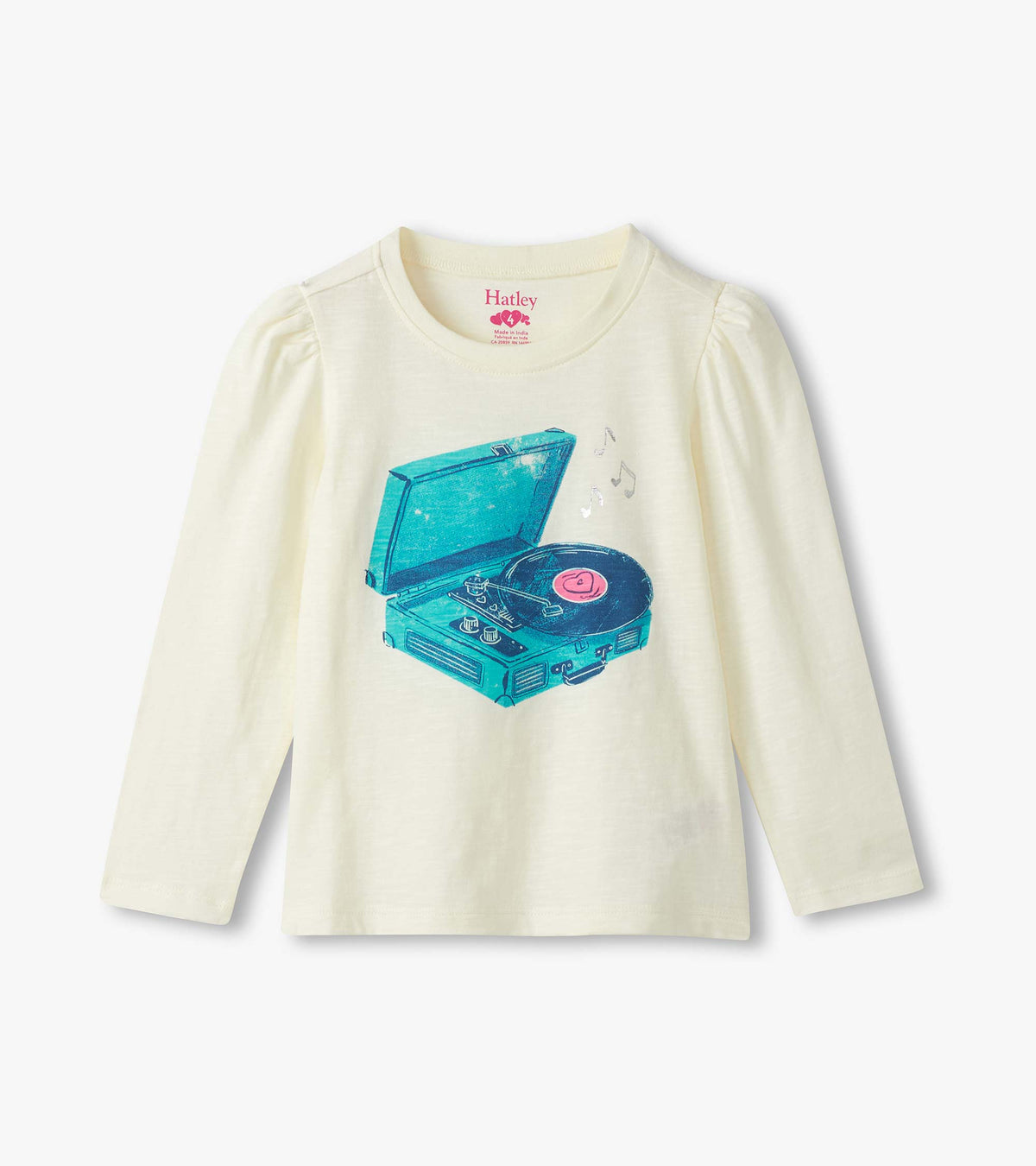 Girls Record Player Puff Sleeve Graphic Tee - Hatley Girls