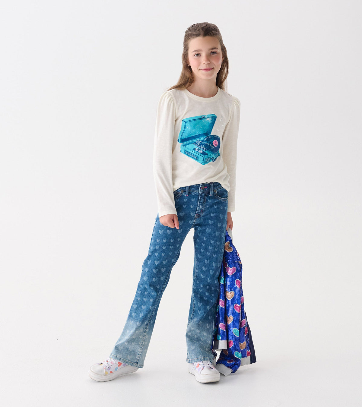 Girls Record Player Puff Sleeve Graphic Tee - Hatley Girls