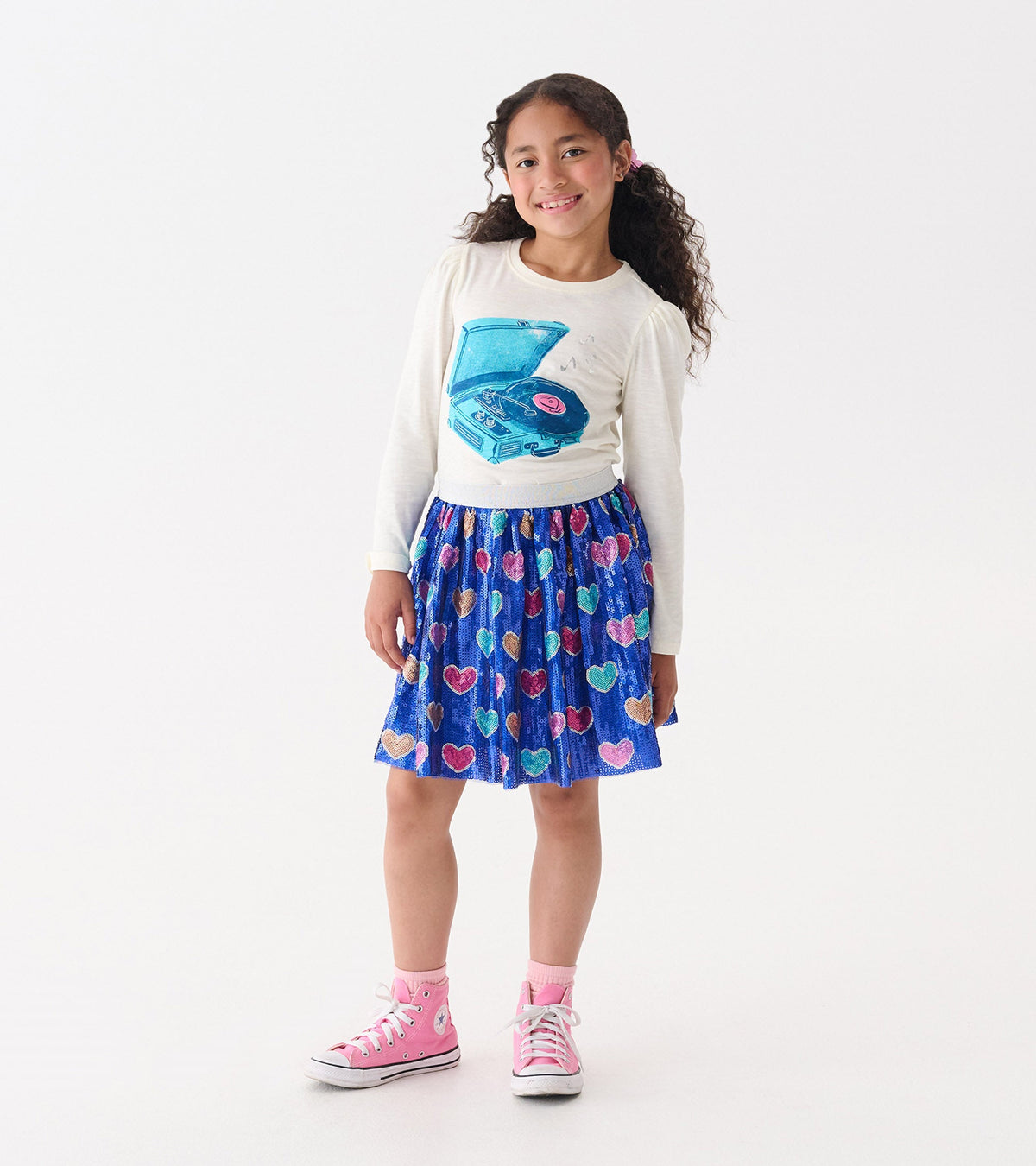 Girls Record Player Puff Sleeve Graphic Tee - Hatley Girls
