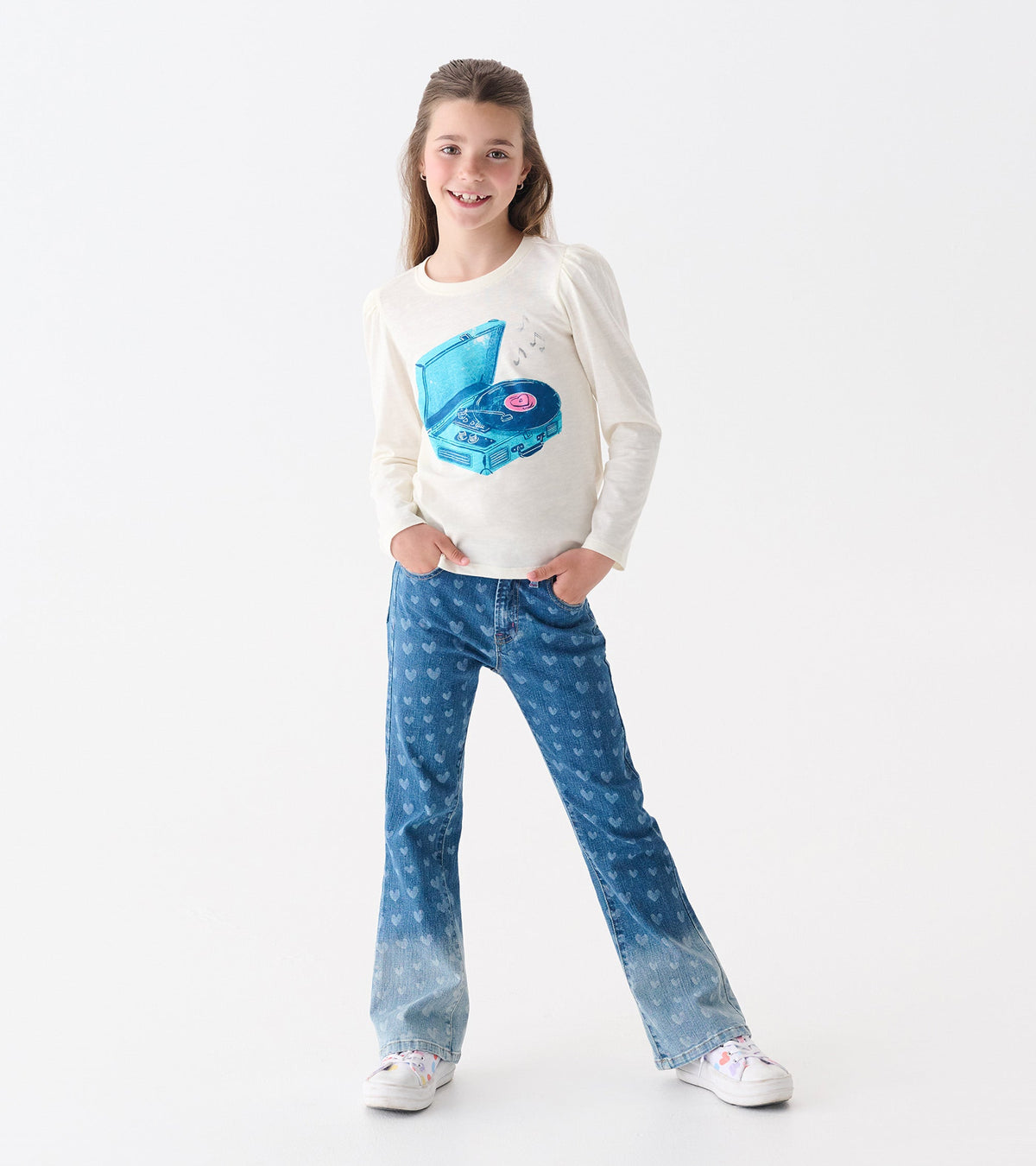 Girls Record Player Puff Sleeve Graphic Tee - Hatley Girls