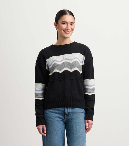 Pointelle Wave Sweater - Black - Hatley Women