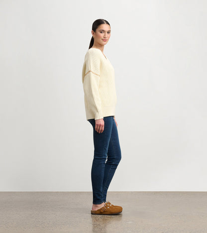 V-Neck Slouchy Sweater - Cream - Hatley Women