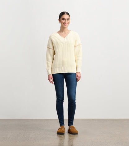 V-Neck Slouchy Sweater - Cream - Hatley Women