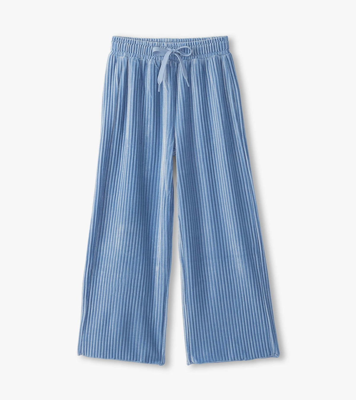 Girls Cornflower Blue Pleated Velour Relaxed Pants - Hatley Girls