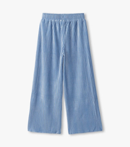 Girls Cornflower Blue Pleated Velour Relaxed Pants - Hatley Girls