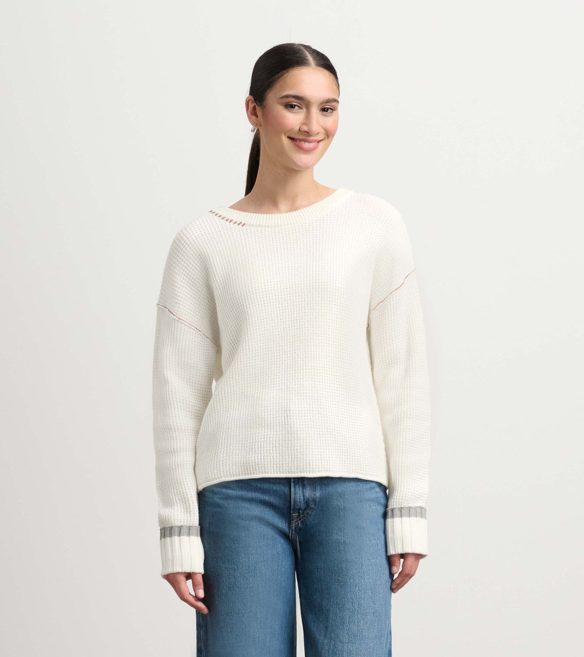 Waffle Knit Sweater - Cream - Hatley Women