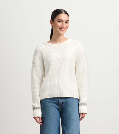 Waffle Knit Sweater - Cream - Hatley Women