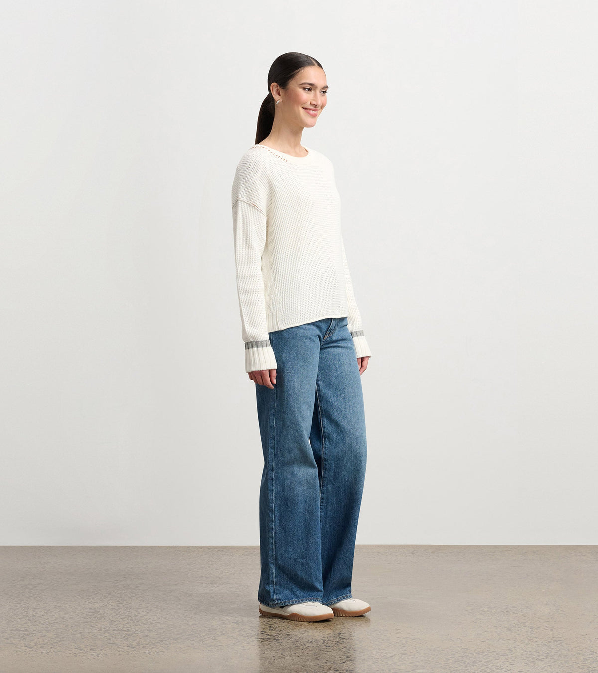Waffle Knit Sweater - Cream - Hatley Women