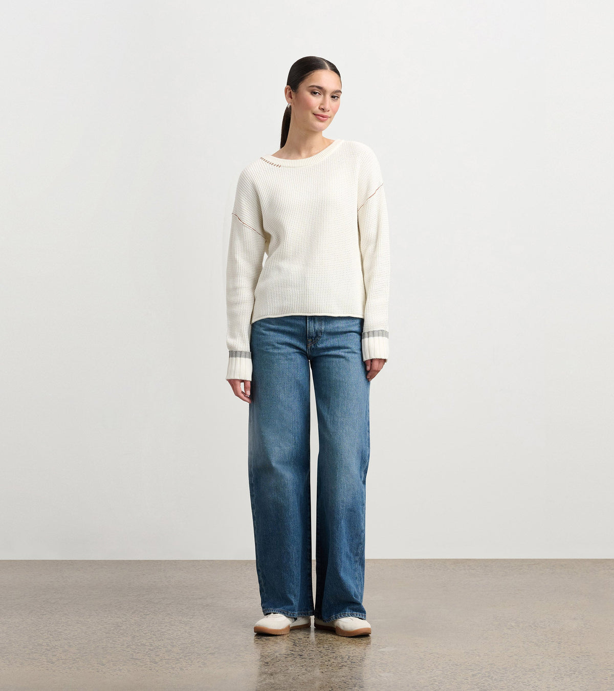 Waffle Knit Sweater - Cream - Hatley Women