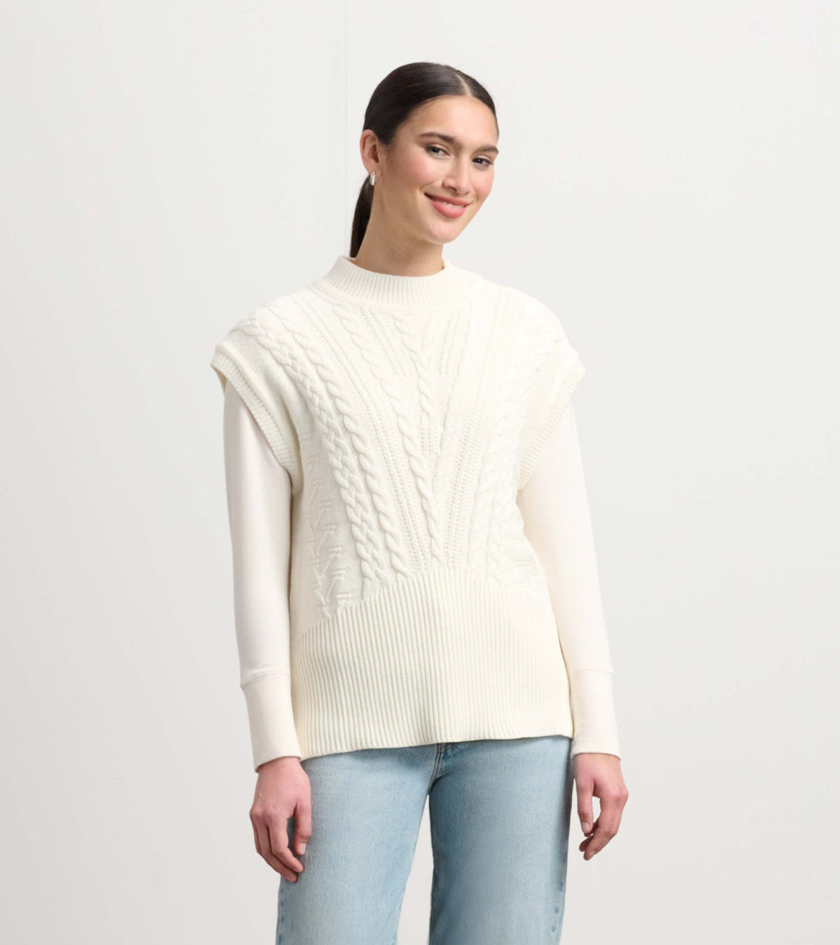 Cable Sweater Vest - Cream - Hatley Women