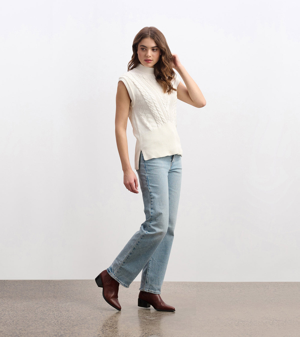 Cable Sweater Vest - Cream - Hatley Women