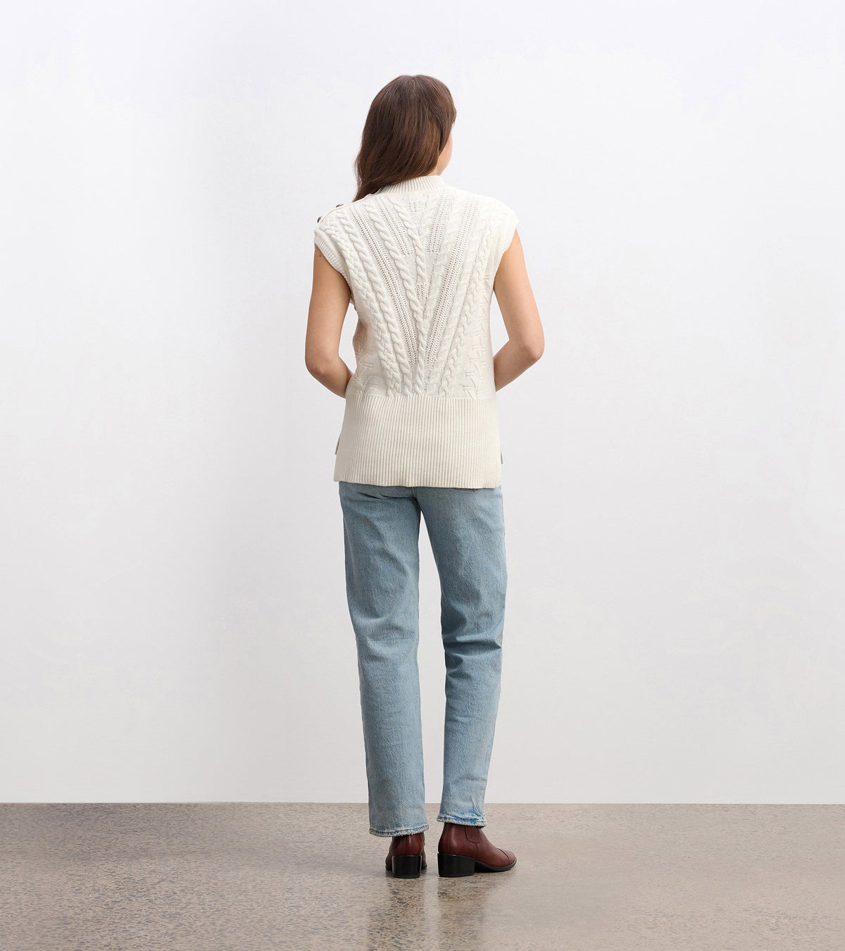 Cable Sweater Vest - Cream - Hatley Women
