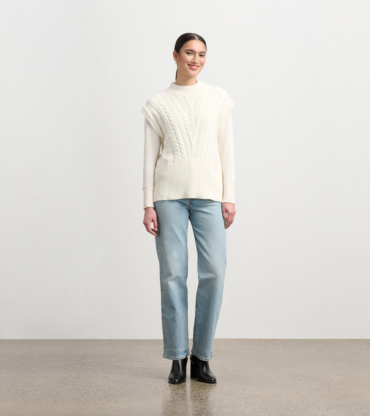 Cable Sweater Vest - Cream - Hatley Women