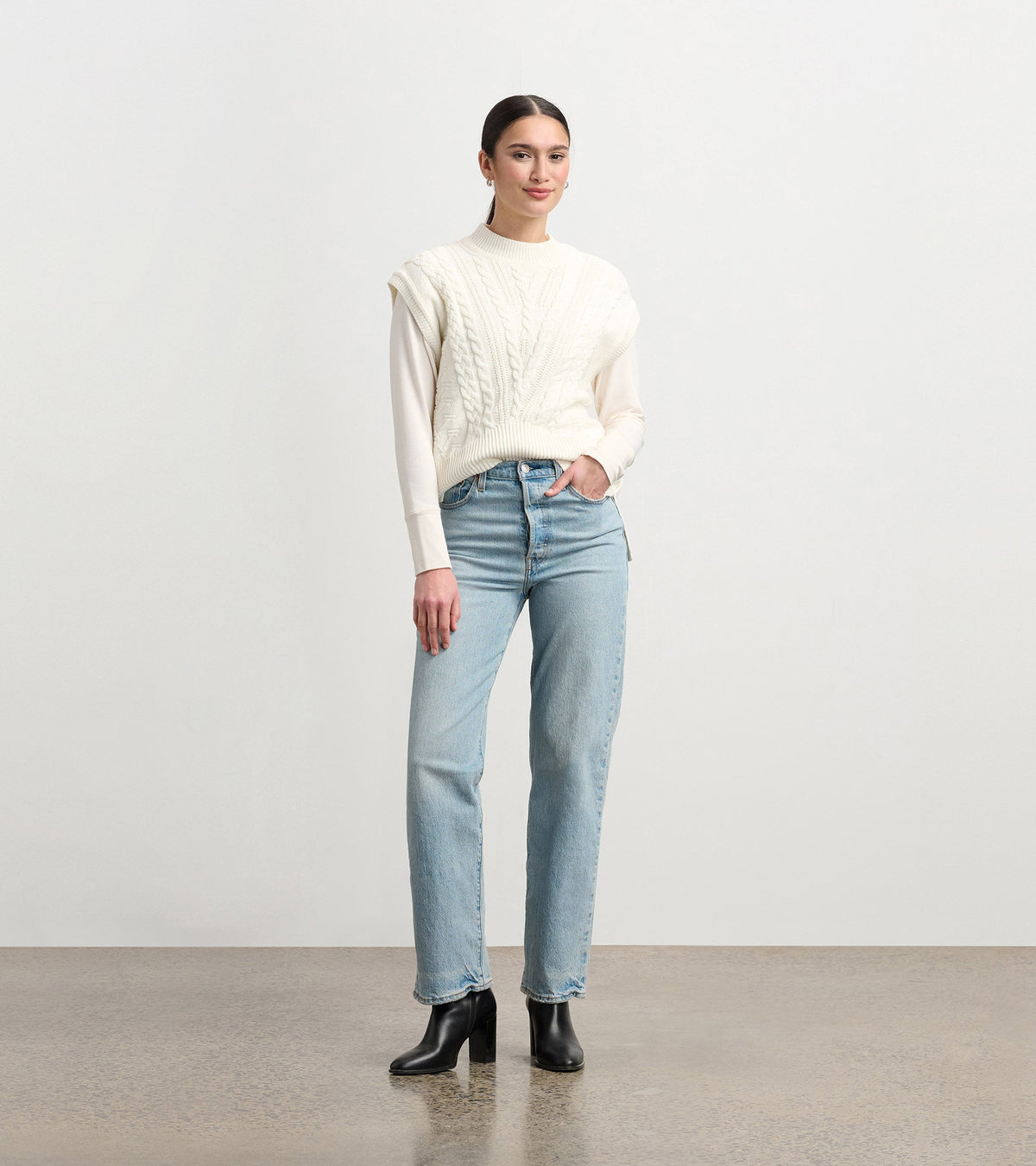 Cable Sweater Vest - Cream - Hatley Women