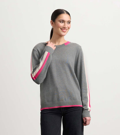 Contrast Trim Sweater - Charcoal - Hatley Women
